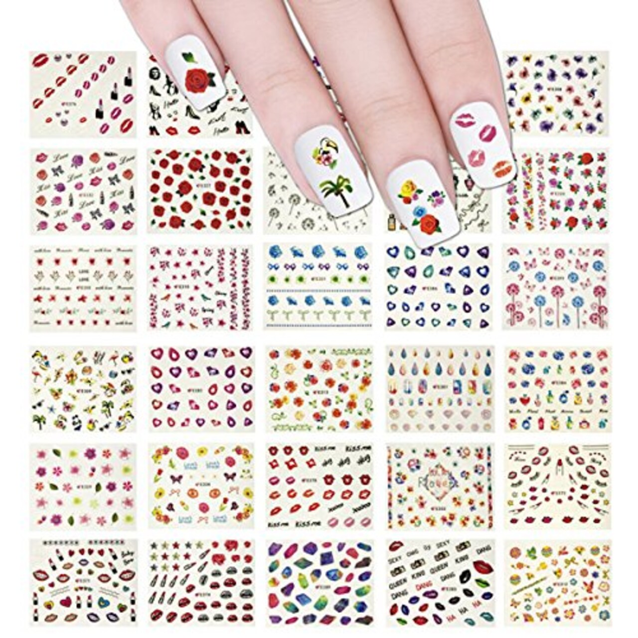 Wrapables Beauty Nail Art Nail Stickers 3d Flower Stickers Set DIY Nail Art, 50 Sheets (2500+ Nail Decal Stickers)